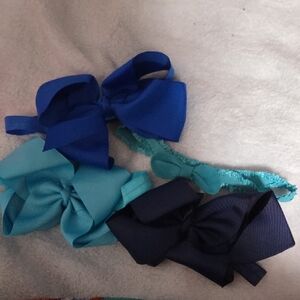 Blue and Teal Kids Hair Bow Set